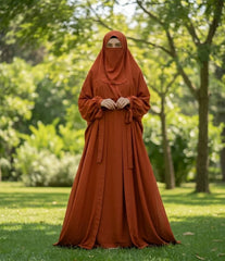5-Pcs Tie Upper Abaya Set (Upper, Inner, Staller, Belt, Saudi Niqab)