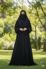 5-Pcs Tie Upper Abaya Set (Upper, Inner, Staller, Belt, Saudi Niqab)