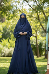 5-Pcs Tie Upper Abaya Set (Upper, Inner, Staller, Belt, Saudi Niqab)