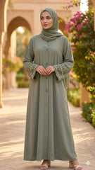 FRONT OPEN SLEEVES & FRONT CUT DANA CUFF ABAYA SET
