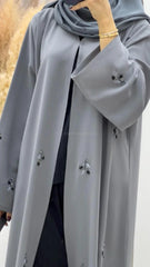 Hand Work-Imported Grey Crepe Beaded With Inner Attached Abaya (Wedding Abaya's)