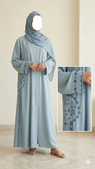 LUXURY EMBROIDERED POCKET ABAYA WITH STALLER