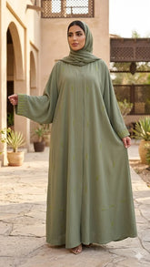 PREMIUM MIST WORK CUT DANA ABAYA WITH STALLER SET