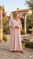 Thread Work Premium Sleeves Embroidery Abaya With Staller Set