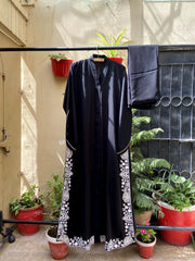 Noor-e-Nida Black Shine Buttoned A-Line Abaya | Rich Nida Fabric – Modest Formal Look Abaya