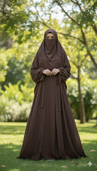 5-Pcs Tie Upper Abaya Set (Upper, Inner, Staller, Belt, Saudi Niqab)