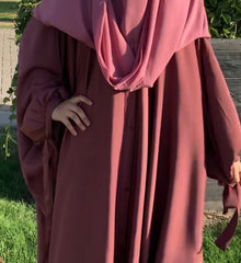 Tie Sleeves Romantic-Front Open Abaya