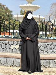 4-Pcs Double Upper Pocket Cut Work Abaya