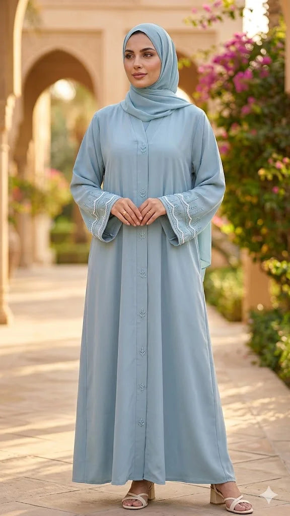 FRONT OPEN SLEEVES & FRONT CUT DANA CUFF ABAYA SET