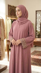 HANDWORK MEXI CUT DANA EMBELLISHED WITH STALLER ABAYA SET