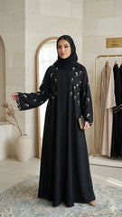 HALF BODY  EMBROIDERY LUXE SLEEVES ABAYA WITH STALLER SET