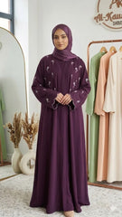 HALF BODY  EMBROIDERY LUXE SLEEVES ABAYA WITH STALLER SET