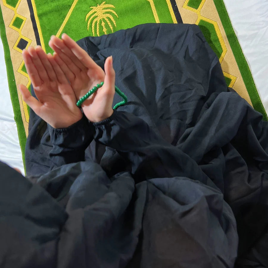 PLAIN Namaz Chadar with sleeves and Naqab-BLACK