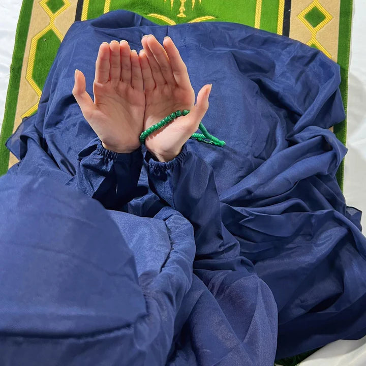 PLAIN Namaz Chadar with sleeves and Naqab-NAVYBLUE