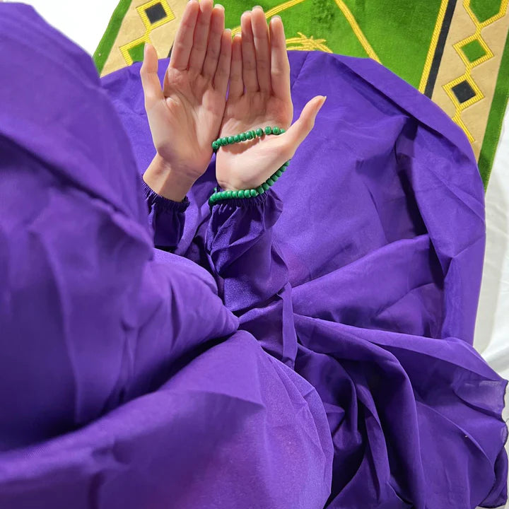 PLAIN Namaz Chadar with sleeves and Naqab-PURPLE