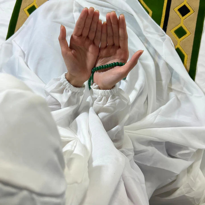 PLAIN Namaz Chadar with sleeves and Naqab-WHITE