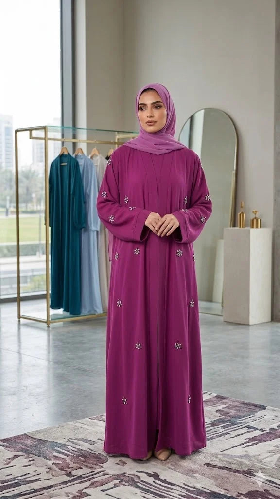 SPINNER CUT DANA ABAYA WITH STALLER SET