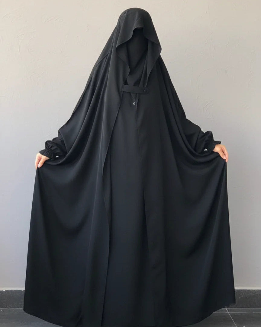 SAUDI JILBAB Complete Coverage Abaya  ( Black )