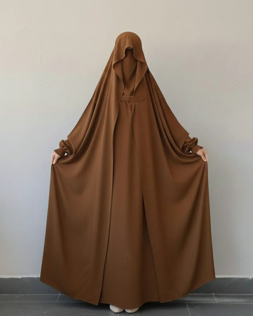 SAUDI JILBAB Complete Coverage Abaya  ( Chocolate Brown )