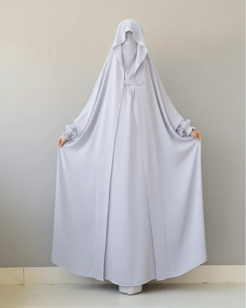 SAUDI JILBAB Complete Coverage Abaya  ( Silver Gray )