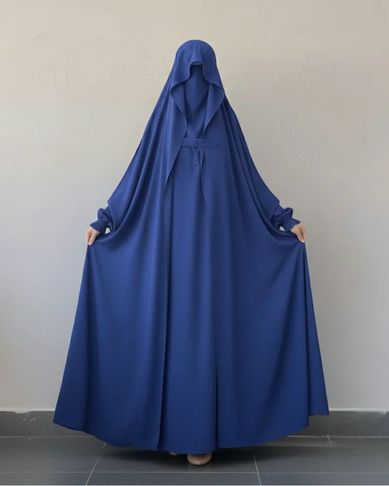 SAUDI JILBAB Complete Coverage Abaya  ( Navy-Blue )